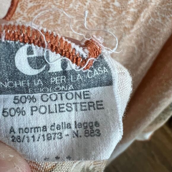 Vintage 50s 60s Floral Rectangular Tablecloth Orange White Yellow MCM 55 x 72 - Picture 8 of 9